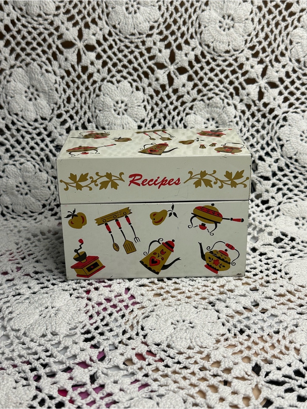 Vintage Ohio Art Co. Metal Recipe Tin, Mid Century Retro Kitchenware Tin, 1950’s